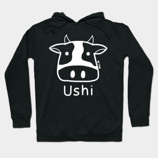 Ushi (Cow) Japanese design in white Hoodie